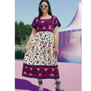 Vintage Anne Fogarty Maxi Dress 70’s Womens Small Floral Red Blue Boho Festival